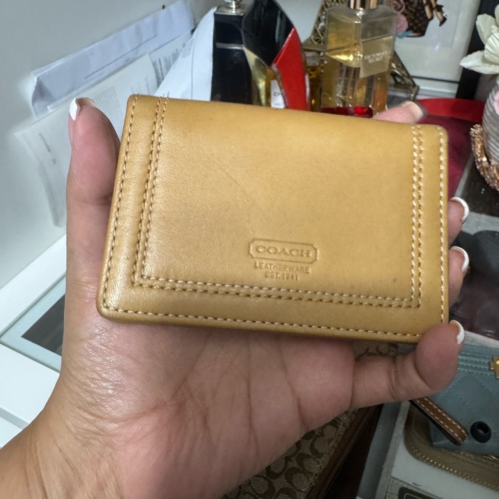 Coach Light Brown Leather Card Wallet